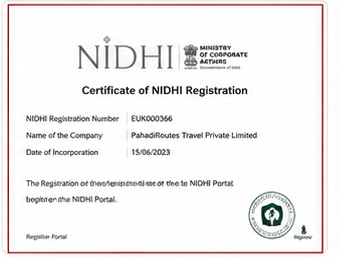 NIDHI Portal — registration certificate
