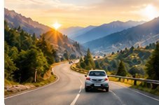 Sunrise over the Himalayan road
